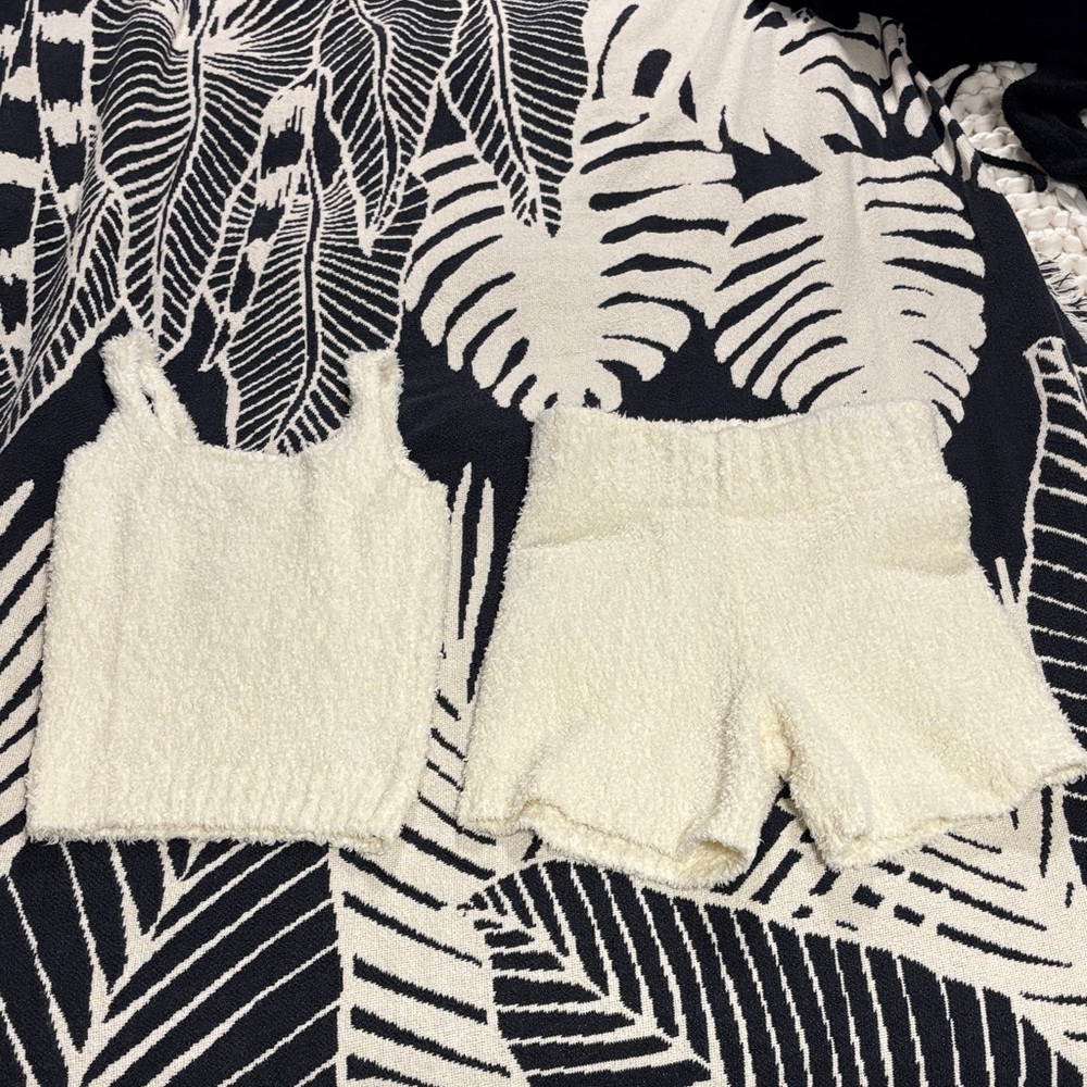 SKIMS Cozy Lounge Cream Knit Pajama Set XXS/XS